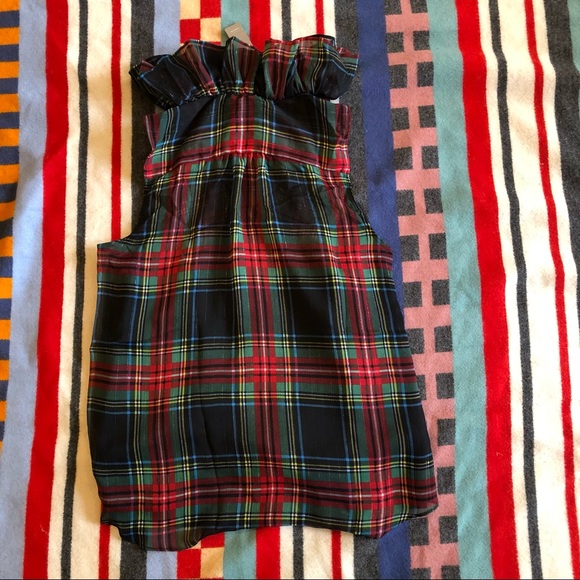 Sleeveless ruffle-collar top, Stewart tartan, NWT - Picture 2 of 7